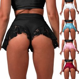 satin Lace Women's Shorts Solid Summer Hot Pants Bikini Tight Dance Mini Pants Ruffled High Waist Shorts Soft Pyjamas For Women B2rU#