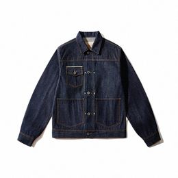 15oz Heavy Weight Seedge Denim Jacket Japanese Vintage Seedge Jacket Raw Denim Jacket Mens Loose Seedge Jean Coat k4CJ#