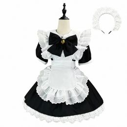 cute Lolita Apparel with Lolita Design Bunny Cosplay Costume Black and White Maid Dr Women Cos Cloth K0oB#