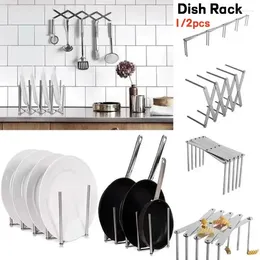 Kitchen Storage 1/2pcs Multifunctional Stainless Steel Lid Rest Stand Retractable Pot Pan Cover Holder Drain Shelf Rack