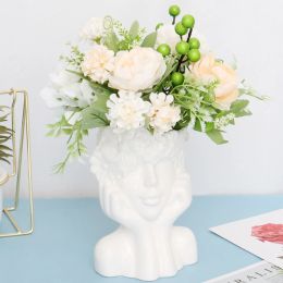 Planters Head Flower Pots White Ceramic Face Planter Decorative Creative Face Vase Multipurpose Flower Pots Elegant Head Plant Planters