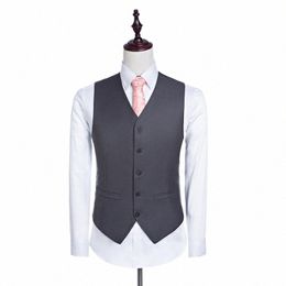 classic Style Grey Wedding Waistcoat Groomsman Suit 5 Butts Groom Vest Busin Suit Man Suit pants+vest I8xX#