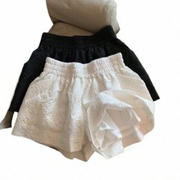 lucyever Black White Jacquard Shorts Women 2022 Summer Elastic High Waist Pockets Wide Leg Shorts Woman Streetwear Half Pants A6b2#