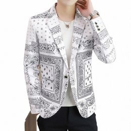 retro Cew Fr Men's Suit Jacket 2023 Autumn Casual Busin Blazers Men Slim Fit Wedding Street Wear Social Jacket M-3XL F4zM#