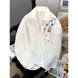 Chinese Style New Chinese Style Shirt, Men's Long Sleeved Design, Bamboo Embroidery Shirt, Spring Trend, Loose and Handsome Jacket