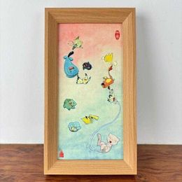 Chinese wind elf a family of landscape painting tabletop table solid wood photo frame creative peripheral animation 2024 new model 2403287