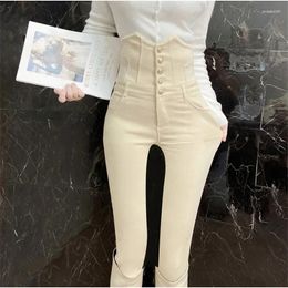 Women's Jeans 2024 Super High Waist Stretch Skinny Slim Button Pencil Denim Pants Design Fashion Beige Legging Vaqueros Women