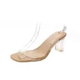 Slippers Summer transparent high heels womens square heel sandals pump wedding jelly Buty Damskie shoes slider H240328WZ9S