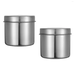 Storage Bottles 2 Pcs Stainless Steel Tank Can Cylinder Home Container Cotton Jar Containers