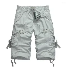 Men's Pants Summer Cargo Shorts Men Cotton Casual Outdoor Military Multi-Pocket Fashion Calf-Length Plus Size