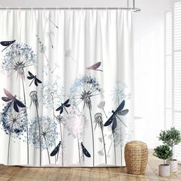 Shower Curtains Dandelion Curtain Floral Plaid Farm Spring Butterfly Dragonfly Print Home Bathroom Decor With Hooks