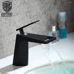 Bathroom Sink Faucets German Copper Waterfall Basin Faucet Black White Golden Cold And Water Washbasin Creative Mixer Tap