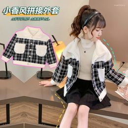 Down Coat Girls' Winter Jacket Thickened Parka 4-13 Years Mink Velvet Lattice Stitching Wool Sweater Baby Girl Clothes