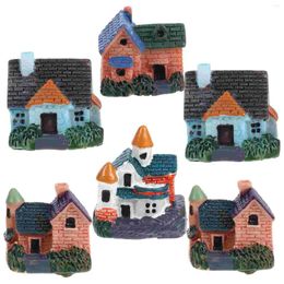 Garden Decorations 6pcs Miniature Gardening Landscape Micro Village Stone Houses Thumbnail House Thatched Huts DIY Bonsai Terrarium Crafts