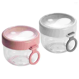 Storage Bottles 2 Pcs Soy Milk Oatmeal Container Oats Jars With Spoon Glass Cereal Containers