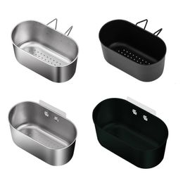 Stainless Steel Oval Shape Drain Holder Kitchen Vegetable Fruit Philtre Sink Shelf Hanging Storage Strainer Basket 240322