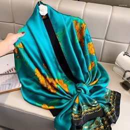 Scarves Silk Scarf Women Shawls Female Fashion Flowers For Travelling Sun Protect Sunscreen Beach Air Conditioning Shawl Luxury