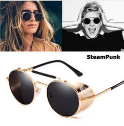 MOQ5pcs Vintage Retro Round Metal Sunglasses SteamPunk Style Side Mesh Brand Designer Glasses Oculos De Sol Shades UV Protection 5107616