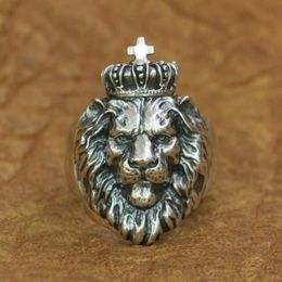 Cluster Rings LINSION 925 Sterling Silver Lion King Ring Mens Biker Punk Animal TA190 US Size 7-15304t