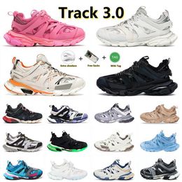 Luxury Brand Designer Men Women Casual Shoes Track 3 3.0 17 FW Paris Vintage Old Leather Black White Beige Pink Tess.s. Tracks Runner Trainers Sneakers