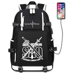 Backpack Sword Art Online With USB Charging Port SAO Cosplay Laptop Bookbag Rucksack School Mochila