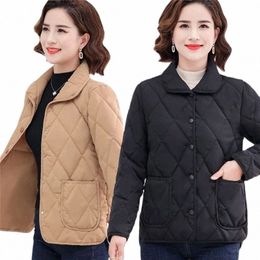 2023 New Light Thin Cott Clothes Middle-Aged Elderly Women's Cott Coats Short Autumn Winter Jacket Casual Outerwear Female 70Vx#