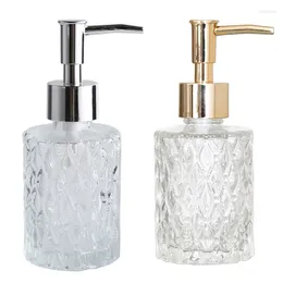 Storage Bottles 2024 160ml Glass Hand Soap Dispenser With Press Pump Clear Diamond Design Refillable Lotion Liquid Empty Bottle