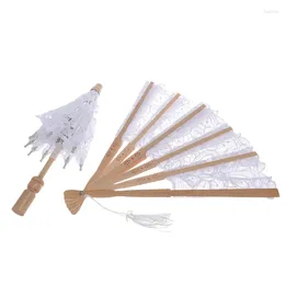 Party Decoration 2 Pcs Per Set Bamboo Retro Craft Fan And Umbrella Chinese Ancient Home Japanese Folding For Favour Gift