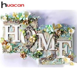 Sculptures Huacan 5d Diamond Painting Home Sweet Home Full Square/round Flower Text Embroidery Landscape Wall Decoration Diamond Art