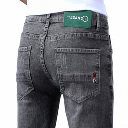 2024 New Denim Jeans Slim Fi Brand Stretch Fi Spring Summer Grey Black Brand Classic Pants For Men Z4Px#