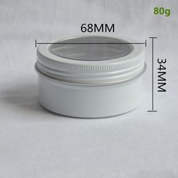 80ml/2.7oz White Empty Round Portable Aluminum Tin Cans Bottle with Window Lids DIY Refillable Cream Tea Metal Aluminum Jar