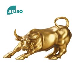 Sculptures Wall Street Bull Room Decor Golden Cattle Ornaments Home Statue Figurine Sculpture Desk Nordic Livingroom Decoration