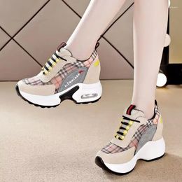 Casual Shoes Fashion Green Platform Sneakers Women Chunky Breathable Sports Woman Lace Up Thick Bottom Ladies Walking Spring 2024