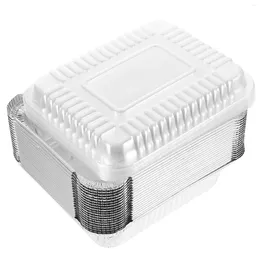 Take Out Containers 20 Pcs Disposable Packing Box Flat Skillet Foil Cooking Pans With Lids Aluminum Food Baking Boxes