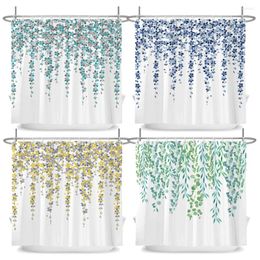 Shower Curtains Minimalist Style Plant Leaves Fresh Bathroom Curtain Frabic Waterproof Polyester With Hooks