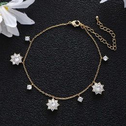 Anklets Luxury Sparkling Snowflake Micro Shop Cubic Zirconia Chain Womens Barefoot Sandals Anklet Fashion Footchain Jewellery A004L2403