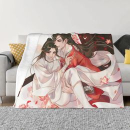 Blankets Tian Guan Ci Fu Anime Blanket Soft Plush Hypoallergenic Throw For Bedding Sofa