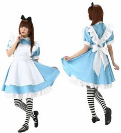 3 colori Halen carino Alice In Wderland Costume Cosplay Lolita Dr Maid Apr Fantasia Carnevale Halen per le donne v1z7 #