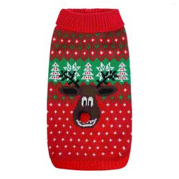 Dog Apparel Puppy Winter Warm Clothes Adorable Deer Sweater Christmas Party Pet Costume (Red And White Size 2XL)