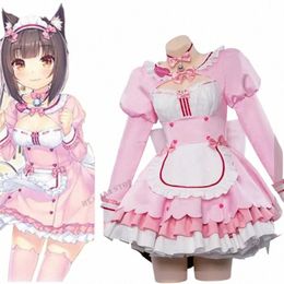 game Chocola Nekopara Cosplay Costume Clothes Wig Vanilla Suit Cat Girl Maid Costume Lolita Women Skirt Lovable Pink Blue Colour e7jD#