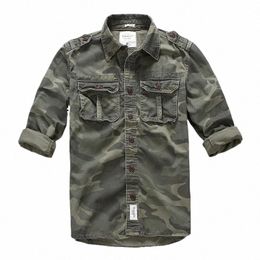 men Summer Fi Casual Shirts Military Camoue Cargo Cott Linen Shirts Male Lg Sleeve Pockets Safari Army Fans Tops I8Y5#