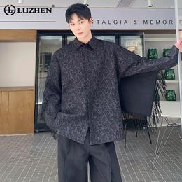 Men's Casual Shirts LUZHEN Fashion Jacquard Tassel Decorate Patchwork Cloak Design Long Sleeved Shirt Street Personality Trendy Outwear