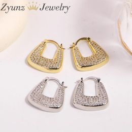 Hoop Earrings 5 Pairs Luxury Micro Zircon Setting Metal For Women Elegant Geometric Irregular Young Girls Party Jewellery