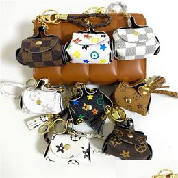 Keychains Lanyards Creative Keychain Leather Mini Wallet Ornaments Fashion Car Key Chain Lovers Bag Decorative Pendant Wholesale Drop Otclk