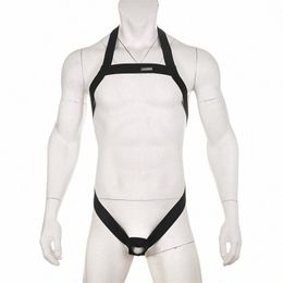 clever-menmode Male Lingerie Halter Harn Hollow Out Men Elastic Chest Strap Bodysuit Muscle Arnes Hombre Penis O Ring Costume S59L#