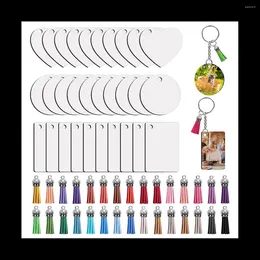 Storage Bottles Sublimation Key Ring Blanks Set With Heat Transfer MDF Blank 3 Shapes Tassels Pendant Jump Rings Chain