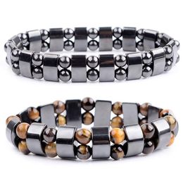 Bangle Nature Yellow Tiger Eye Hematite Beads Bracelet Therapy Health Care Magnet Men's Jewellery Charm Bangles Gifts For Man3128