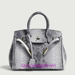 Hremms Birkks high-end Designer Tote bags for women Womens Bag 2024 New Large Capacity Snake Skin Pattern Trendy One Shoulder Original 1:1 with real logo and box