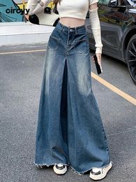 Women's Jeans Circyy Blue Baggy Women Mom Slouchy High Waisted Streetwear Wide Leg Comfortable Fashion Full Length Trousers