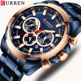 CURREN Karien 8361 Trendy Men's Waterproof Six Pin Multi Functional Fashion Steel Band Watch